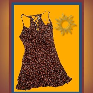 American Eagle Outfitters short cross neckline babydoll dress.